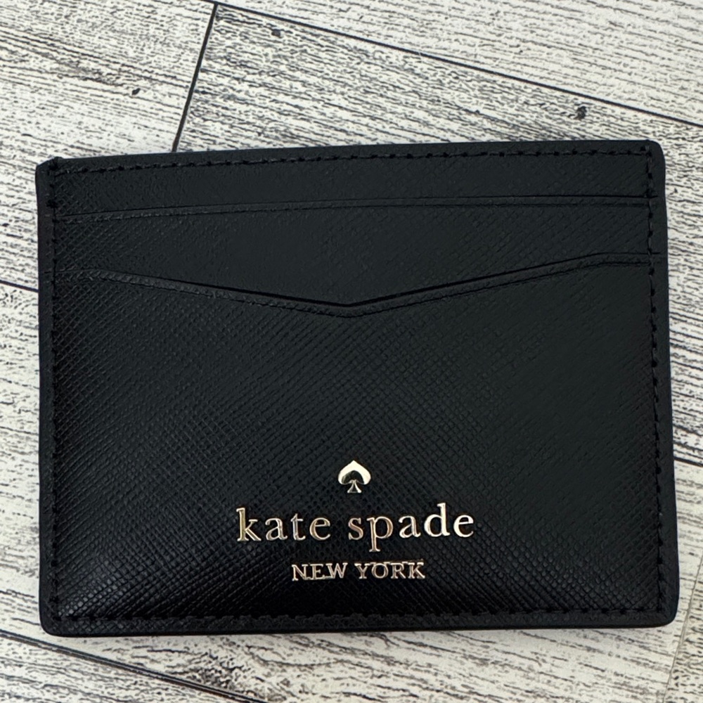 Kate Spade Staci Black Leather Slim Cardholder NWT